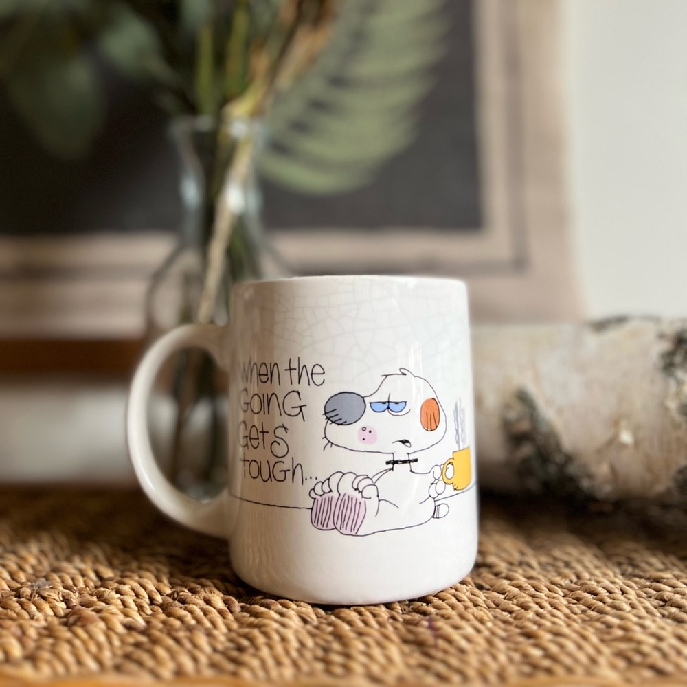 Vintage 1988 Novelty “The Tough Get Some Coffee” Cartoon Dog Mug - Picture 8 of 8